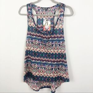 LILY WHITE | NEW Sheer Tribal Print Tank Top Racerback  Women’s Size Large